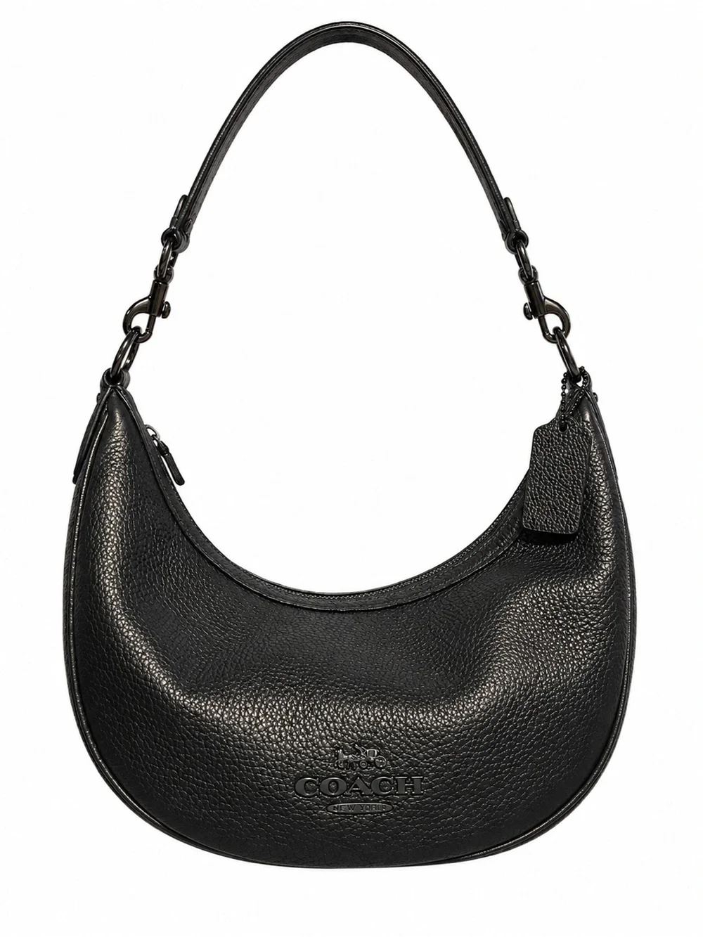 Coach Black Pebbled Crescent Hobo Shoulder Bag